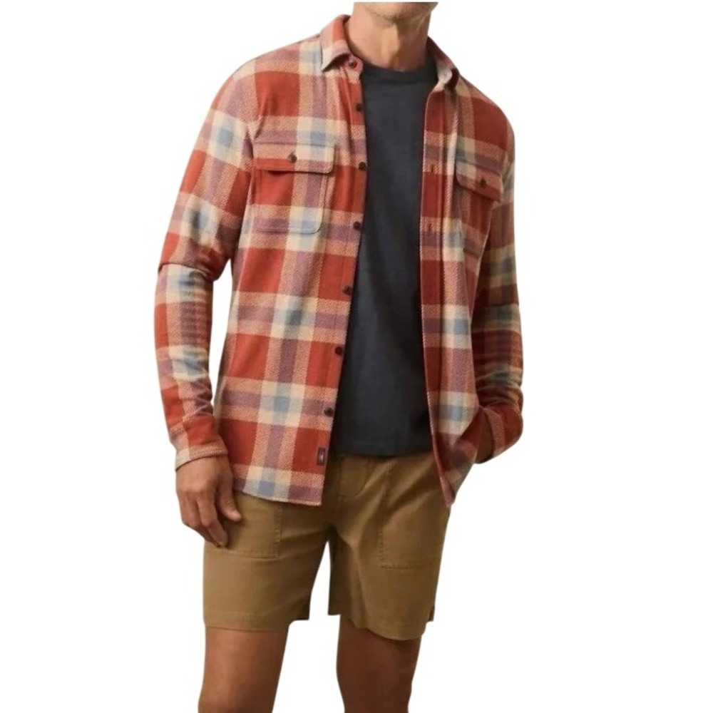 Faherty Legend Sweater Shirt Copper Falls Plaid Mens 3XL Tan Brown NWT
